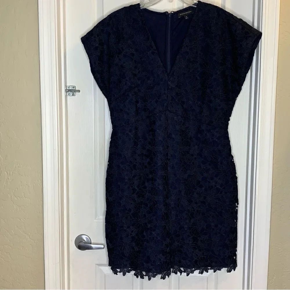 Banana Republic navy eyelet dress Size 14